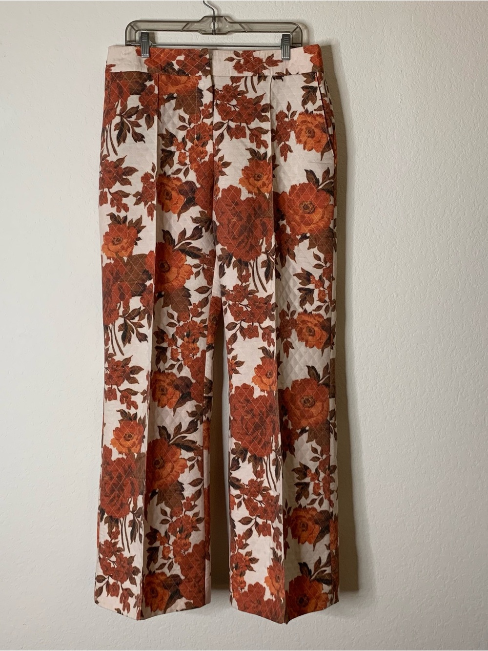 Smythe Womens quilted orange Floral wide leg trousers 12/31
